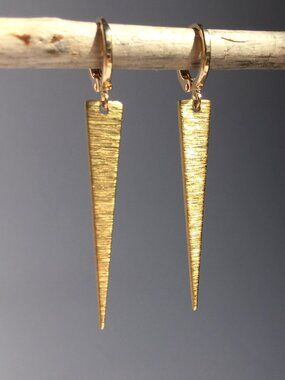 Gold triangle spike huggie lever back Earrings